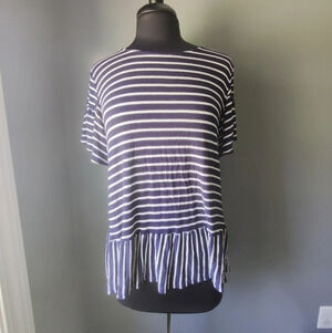 Anthropologie Pleione Striped Peplum Hem Top